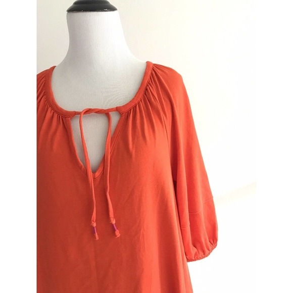 By Anthropologie | Anais Tunic Womens XS Orange Oversized NeckTie Pullover Dress - Picture 8 of 11